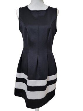 Apt. 9 Size M Black & White Striped Fit & Flare Dress